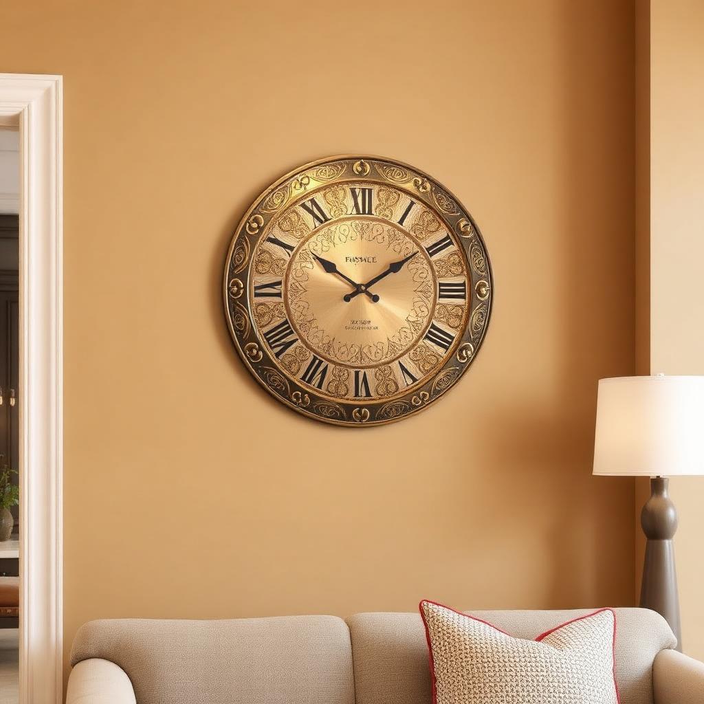 Antique Brass Embossed Wall Clock