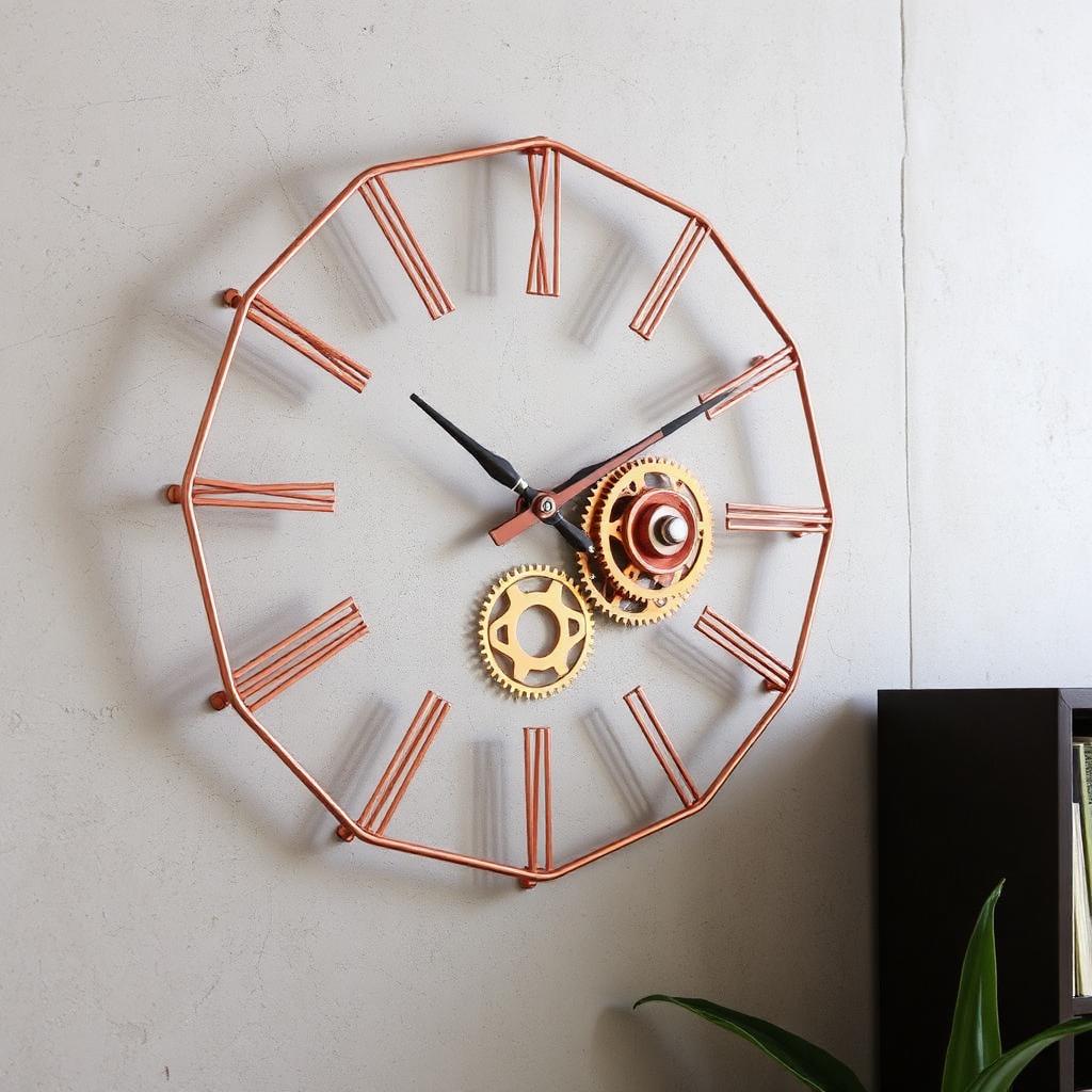 Copper Industrial Gear Wall Clock