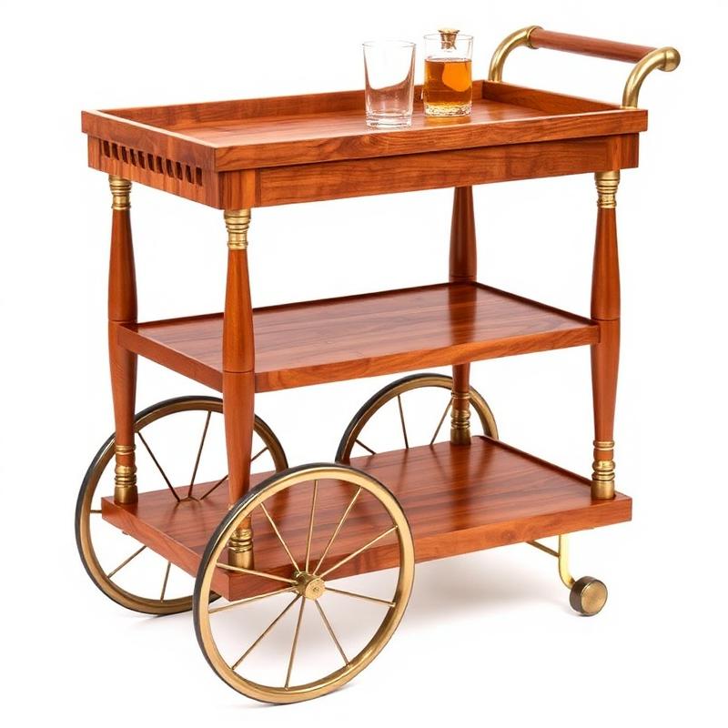 Sheesham & Brass Vintage Bar Cart