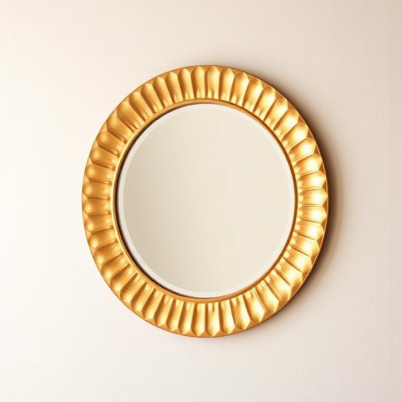 Hand-Hammered Round Gold Mirror