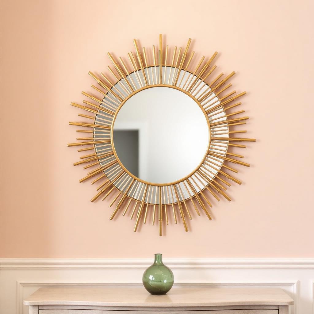 Golden Sunburst Decorative Mirror