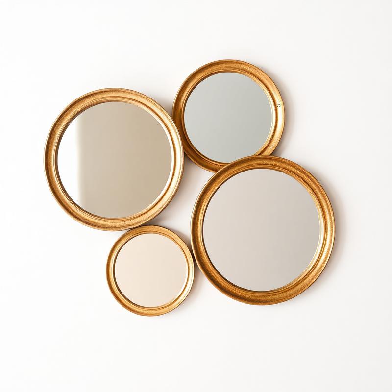 Cluster of Three Gold Round Mirrors