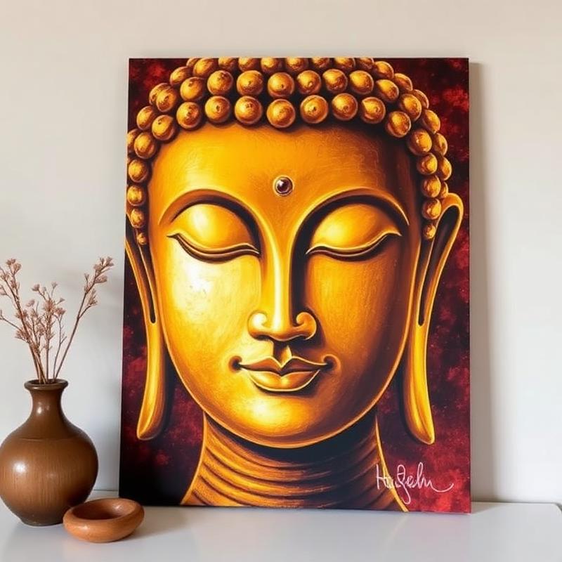 Golden Buddha – Hand-Painted Canvas