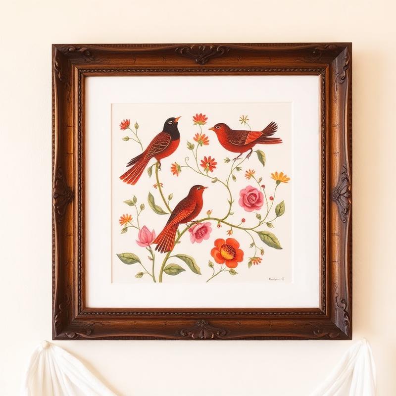 Madhubani Birds & Blooms – Framed Print