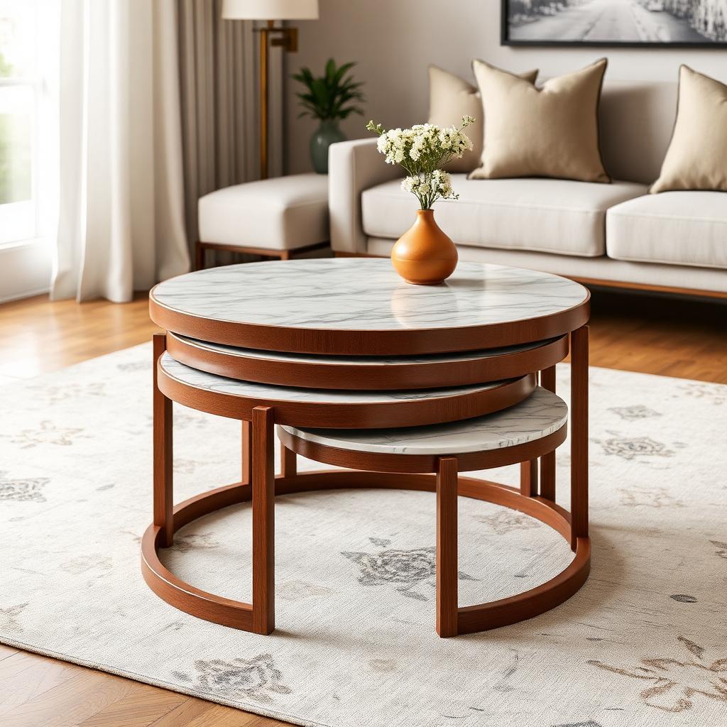 Round Nesting Coffee Table Set – Style 5