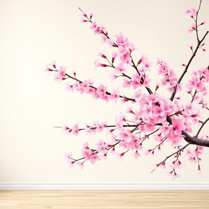 Pink Cherry Blossom Mural Wallpaper
