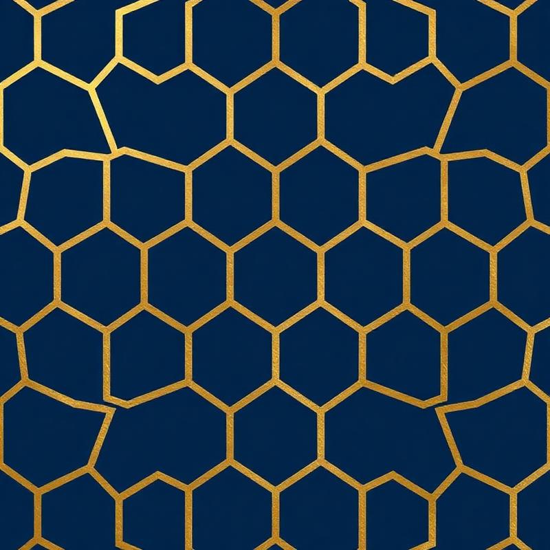 Navy & Gold Hexagon Wallpaper